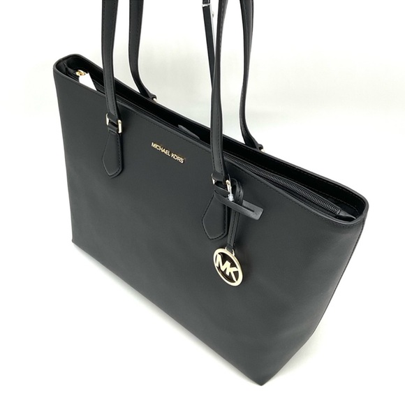 Michael Kors Bag Large Sheila Mf Tote Bag & Large Double Zip Wallet Black/Gold - Picture 6 of 14